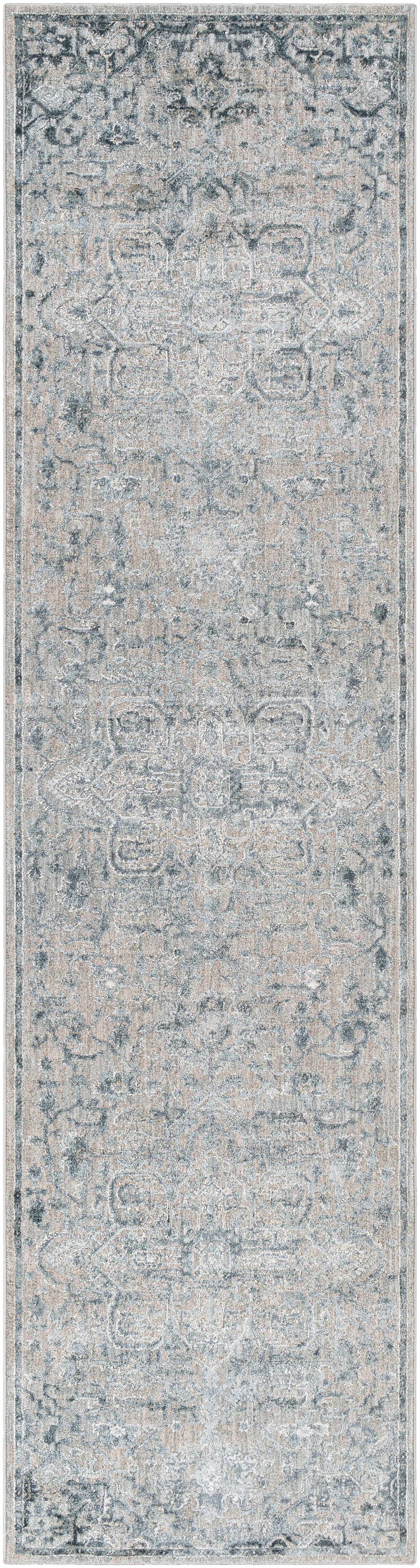 Embsay Traditional Medallion Design Gray And Blue Area Rug