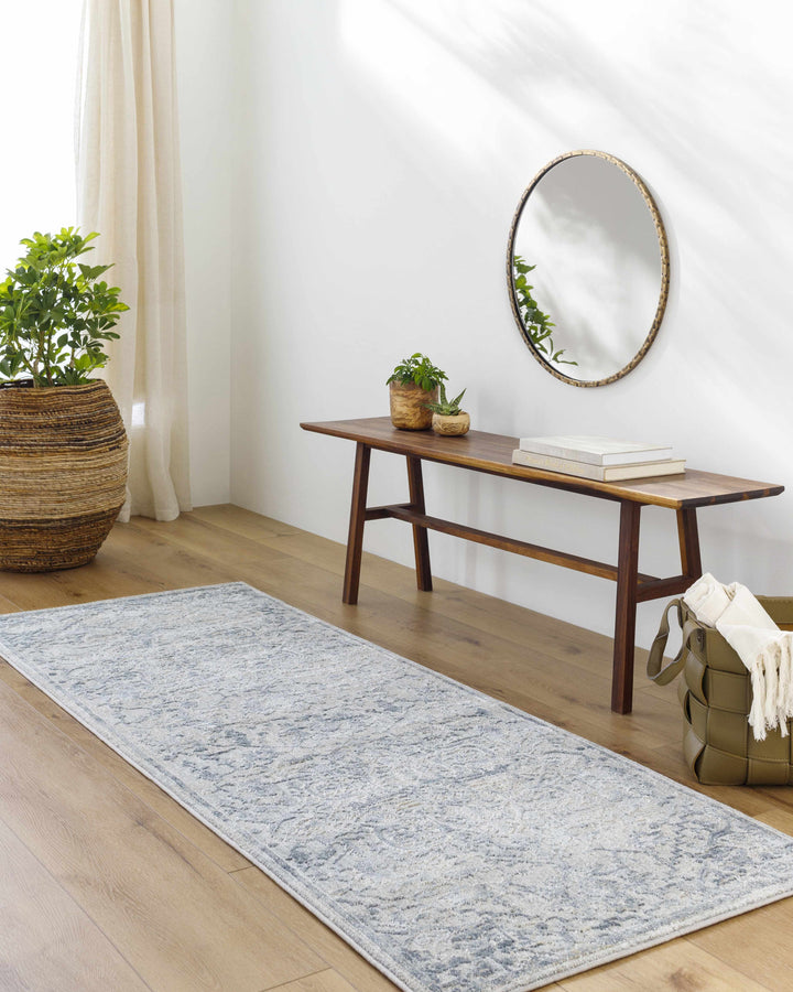 Embsay Traditional Medallion Design Gray And Blue Area Rug