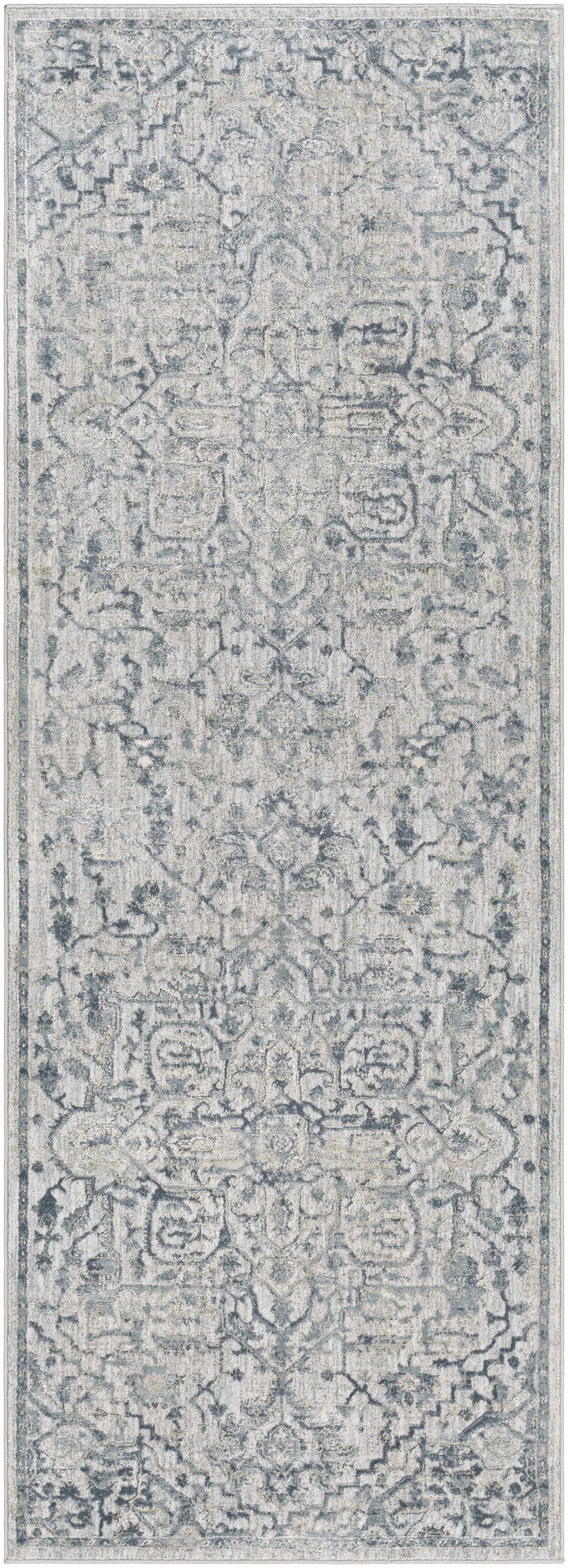 Embsay Traditional Medallion Design Gray And Blue Area Rug