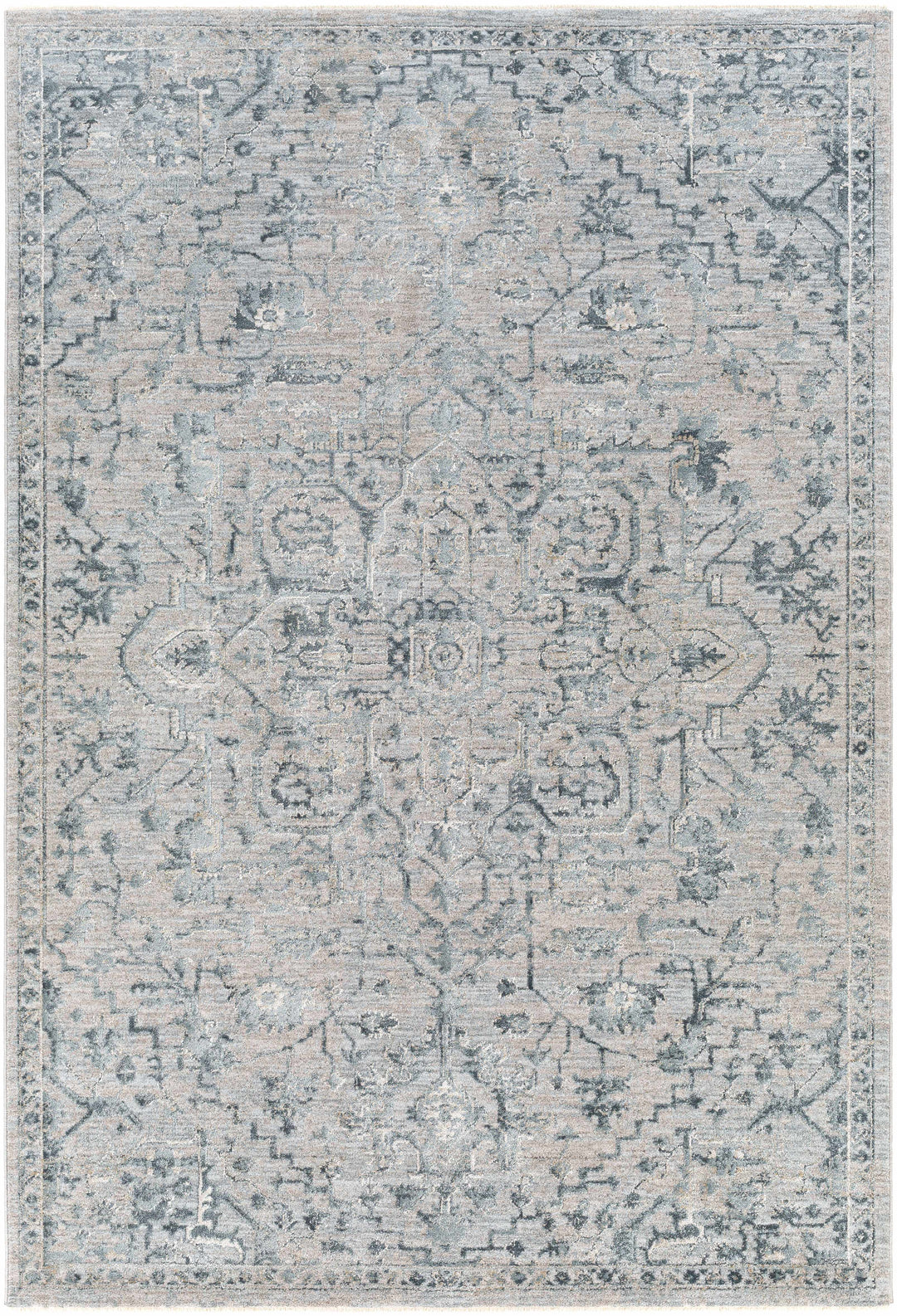 Embsay Traditional Medallion Design Gray And Blue Area Rug