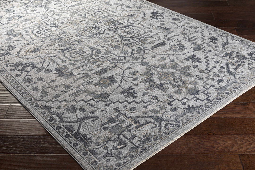 Embsay Traditional Medallion Design Gray And Blue Area Rug