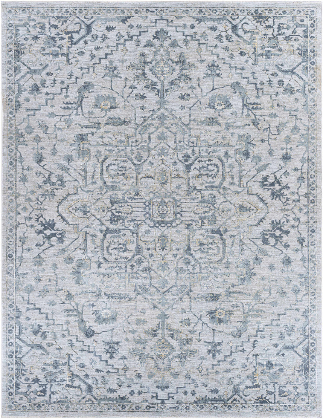Embsay Traditional Medallion Design Gray And Blue Area Rug