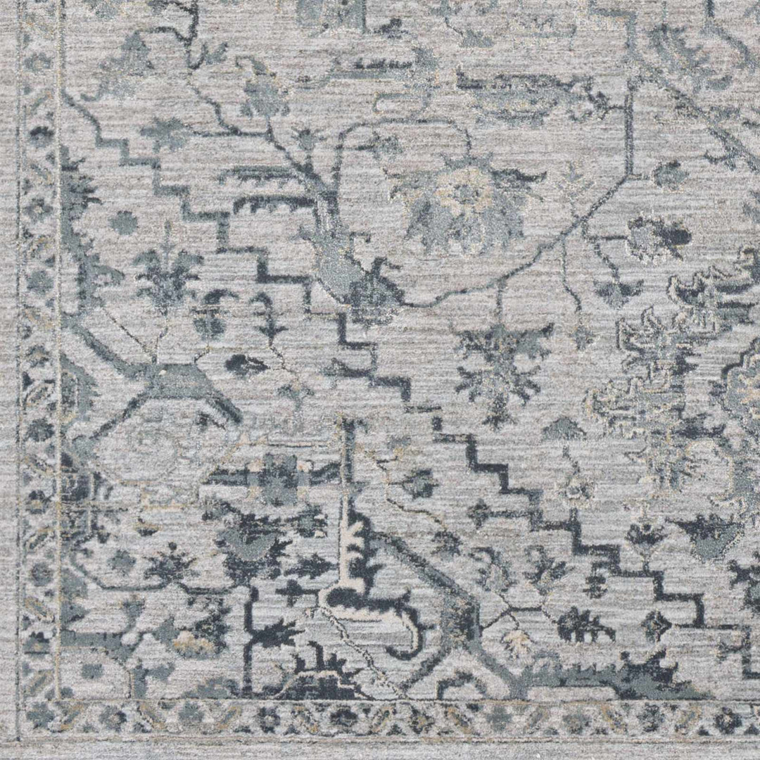Embsay Traditional Medallion Design Gray And Blue Area Rug