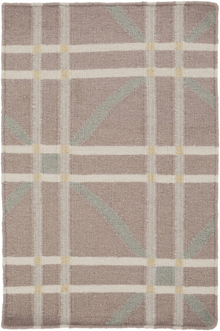 Emden Modern Geometric Design Taupe And Ivory Hand Woven Wool Rug - The Rug Decor