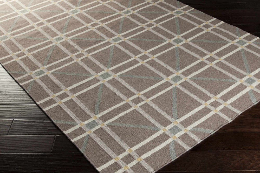 Emden Modern Geometric Design Taupe And Ivory Hand Woven Wool Rug - The Rug Decor
