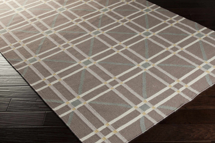 Emden Modern Geometric Design Taupe And Ivory Hand Woven Wool Rug - The Rug Decor