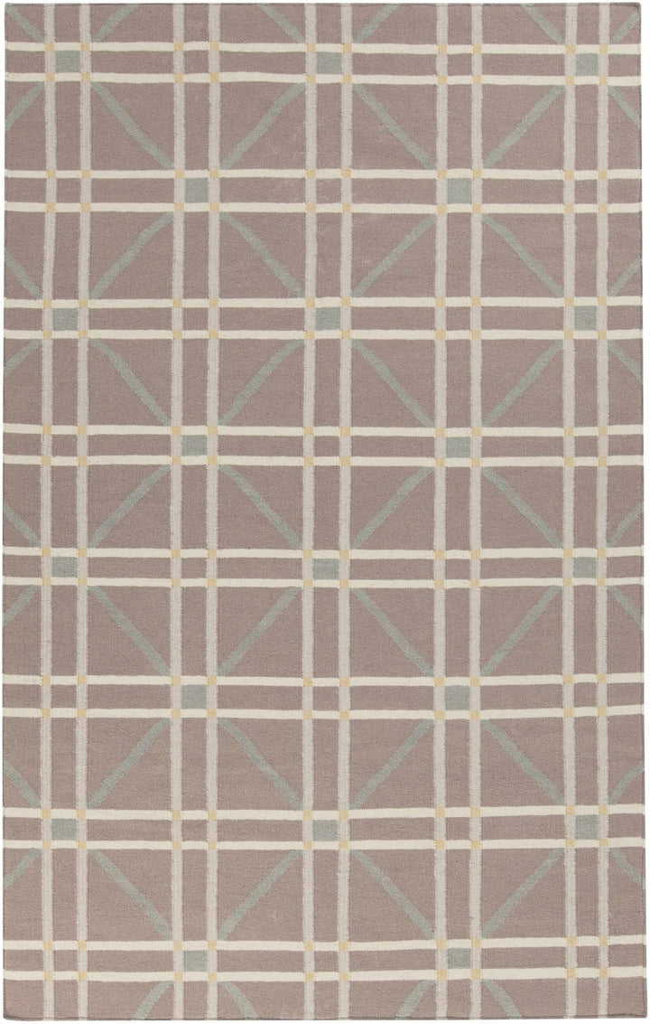 Emden Modern Geometric Design Taupe And Ivory Hand Woven Wool Rug - The Rug Decor