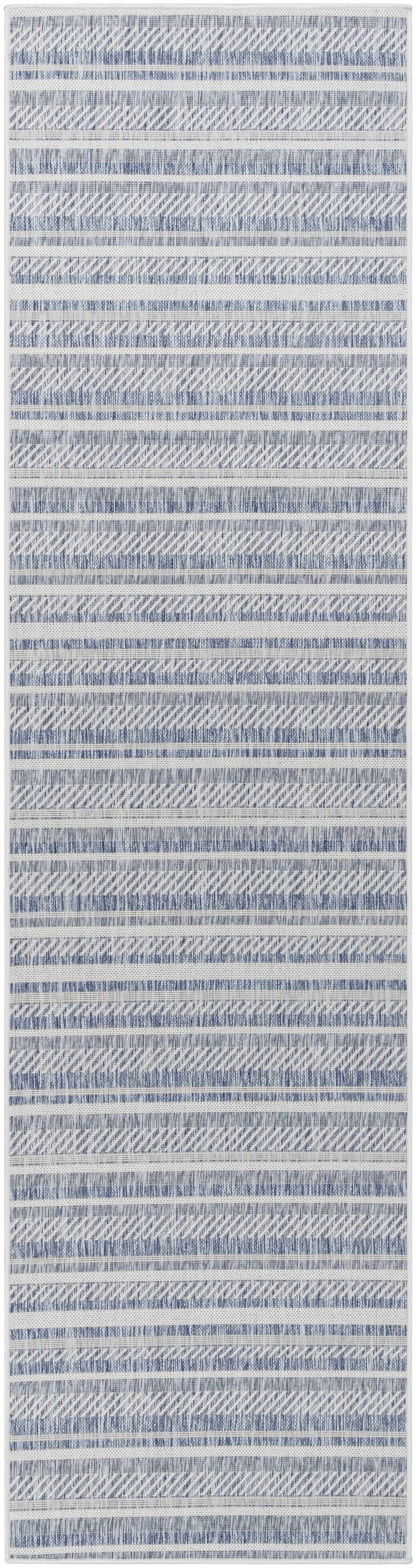 Emirgazi Modern Stripe Pattern Blue Outdoor Rug