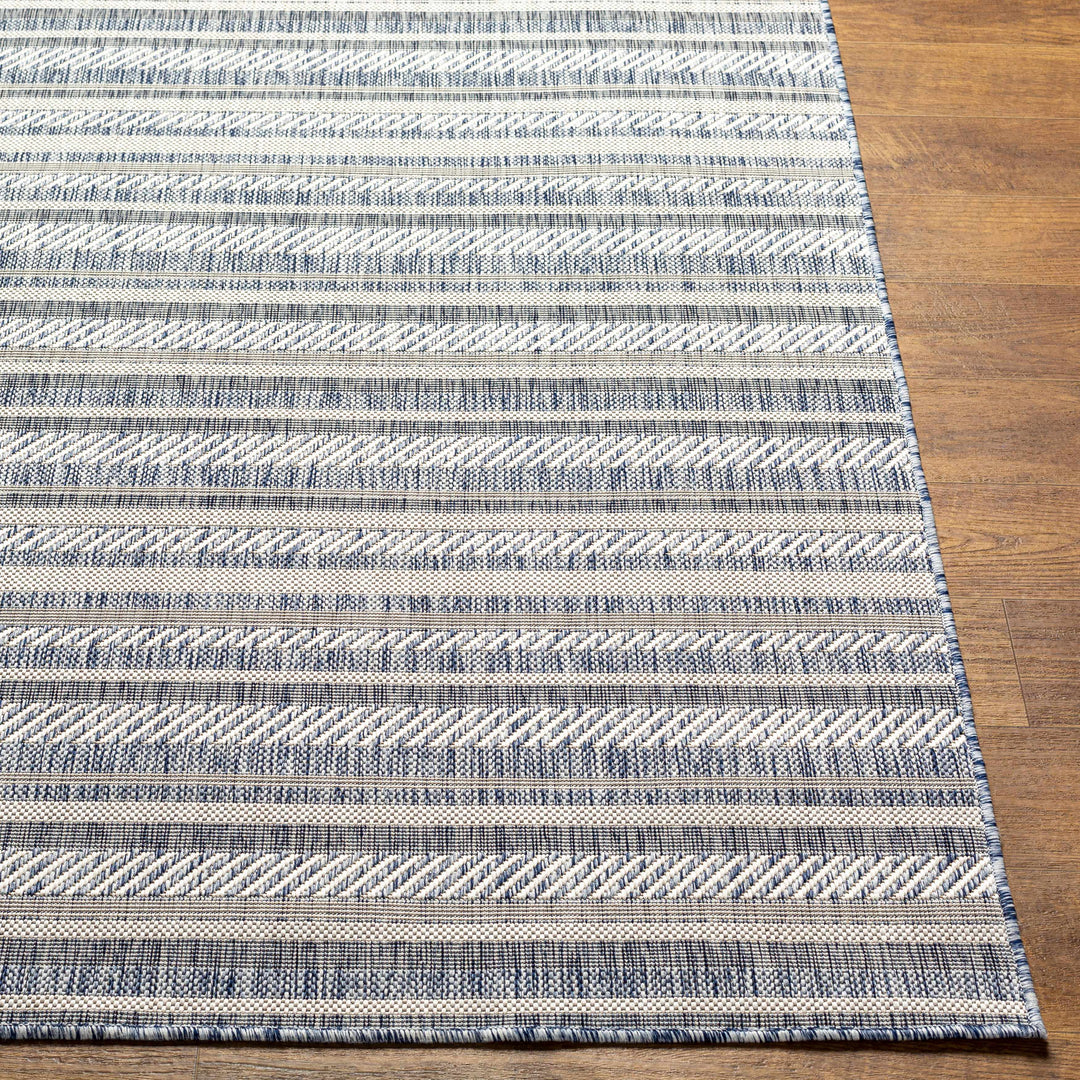 Emirgazi Modern Stripe Pattern Blue Outdoor Rug