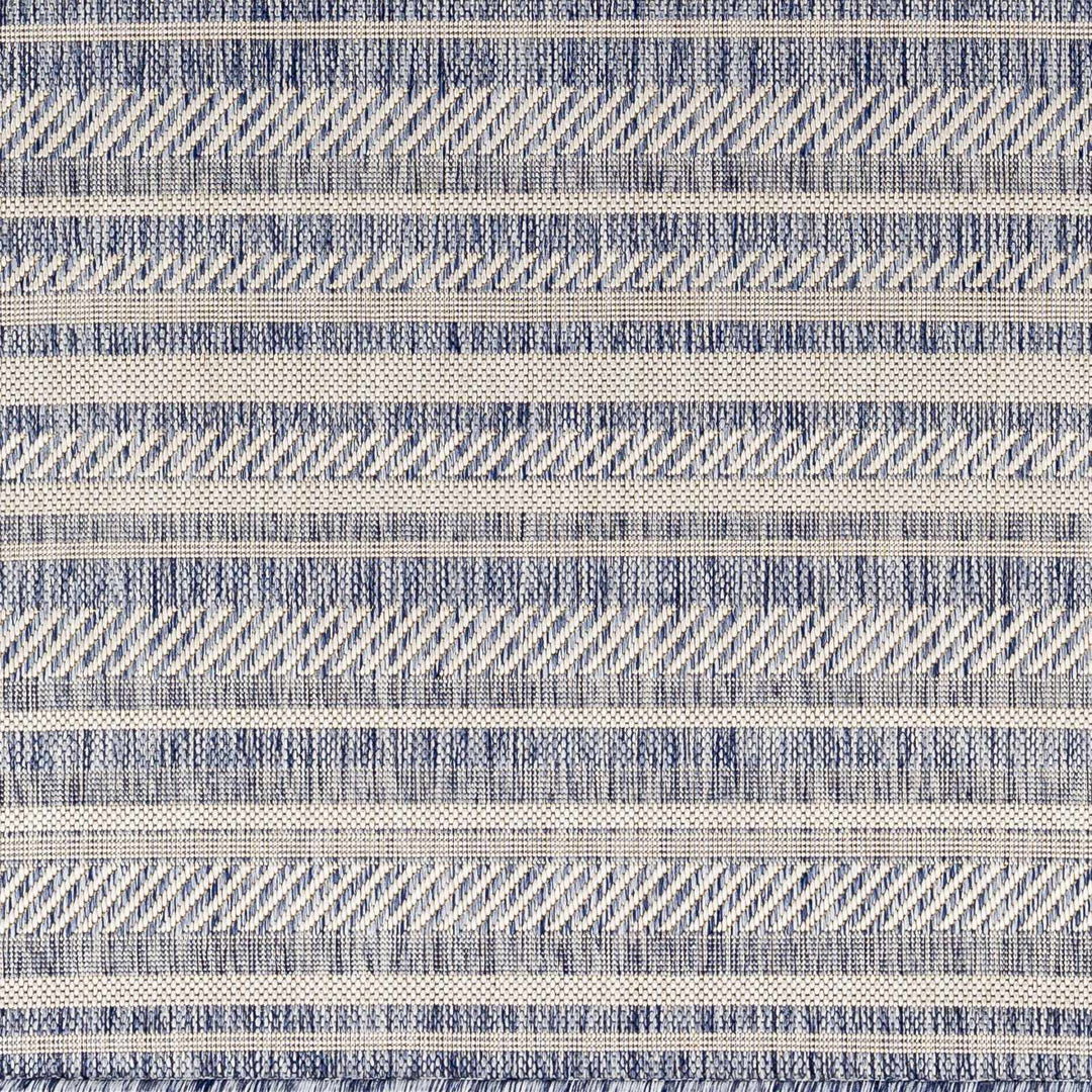 Emirgazi Modern Stripe Pattern Blue Outdoor Rug