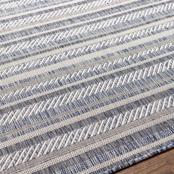 Emirgazi Modern Stripe Pattern Blue Outdoor Rug