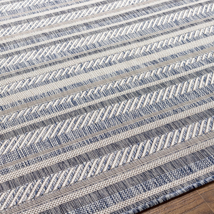 Emirgazi Modern Stripe Pattern Blue Outdoor Rug - The Rug Decor