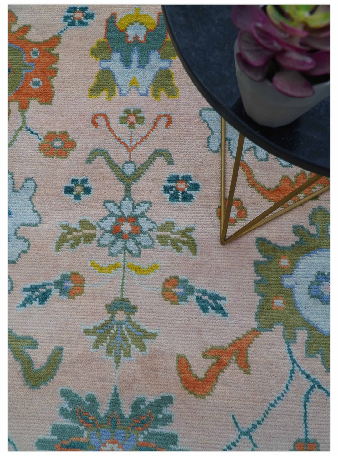 Emmy Custom Made Traditional Design Peach Hand Knotted Wool Rug - The Rug Decor