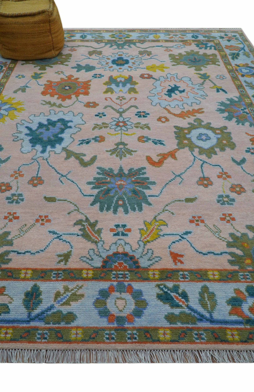 Emmy Custom Made Traditional Design Peach Hand Knotted Wool Rug - The Rug Decor