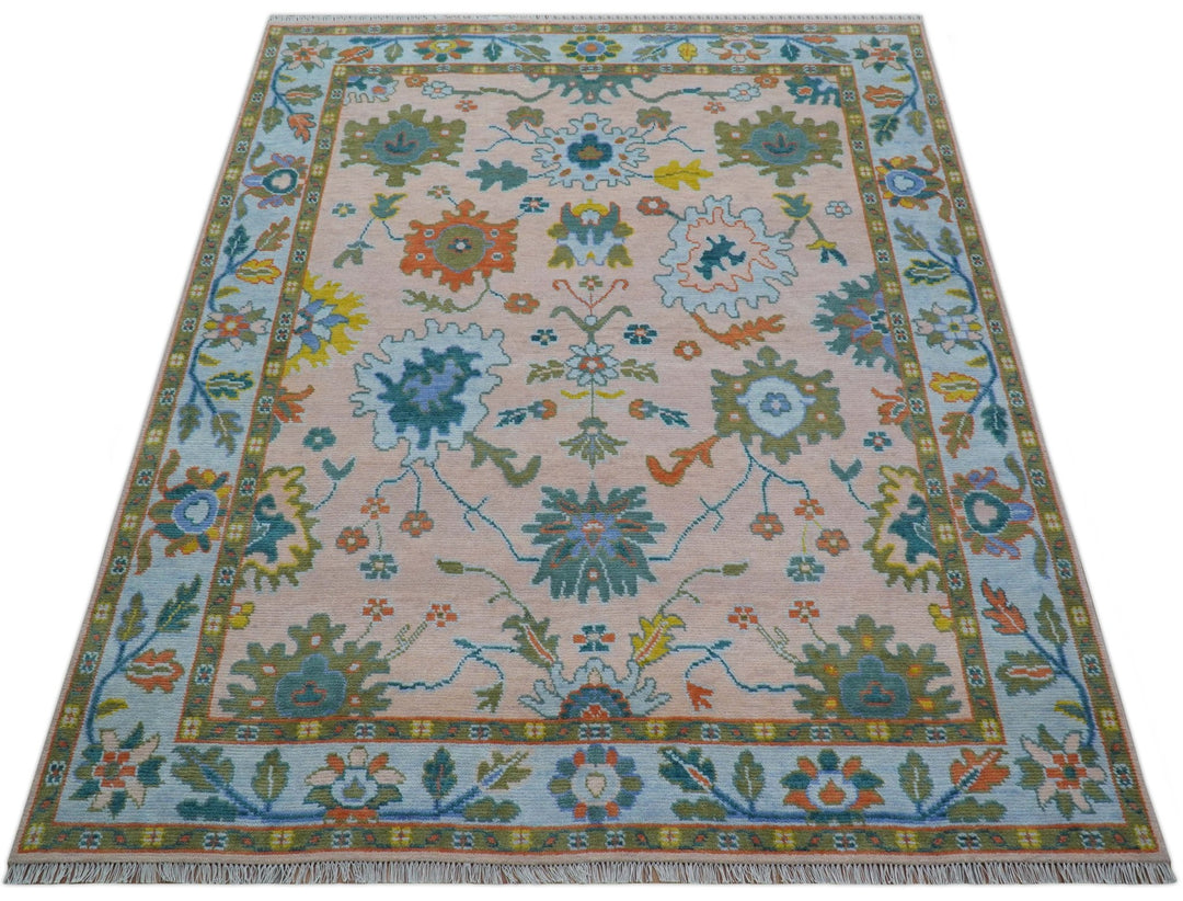 Emmy Custom Made Traditional Design Peach Hand Knotted Wool Rug - The Rug Decor