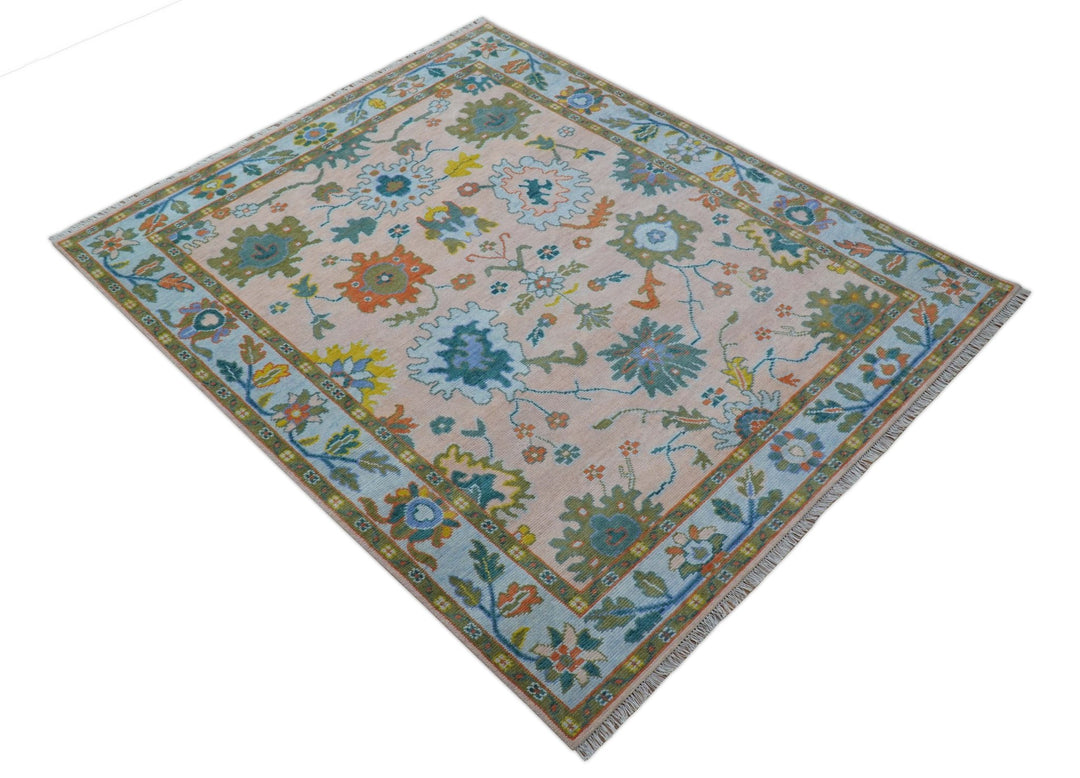 Emmy Custom Made Traditional Design Peach Hand Knotted Wool Rug - The Rug Decor