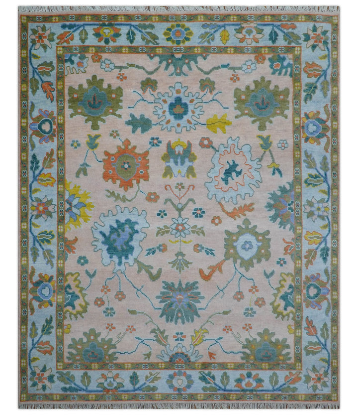 Emmy Custom Made Traditional Design Peach Hand Knotted Wool Rug - The Rug Decor