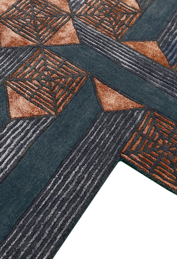 Empress Modern Geometrical Style Gray Hand Tufted 5x8 Wool Rug - The Rug Decor