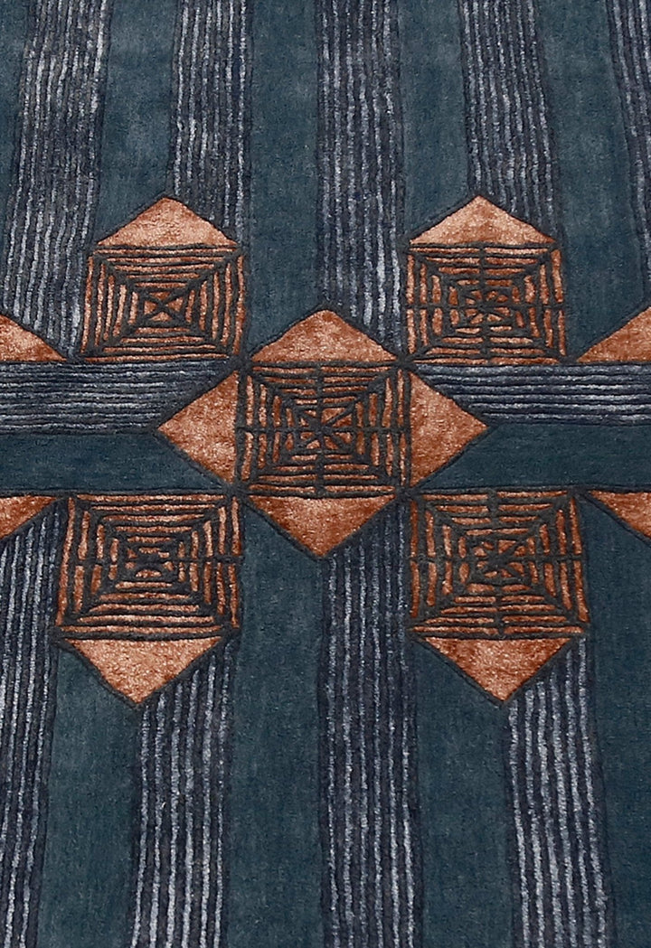 Empress Modern Geometrical Style Gray Hand Tufted 5x8 Wool Rug - The Rug Decor