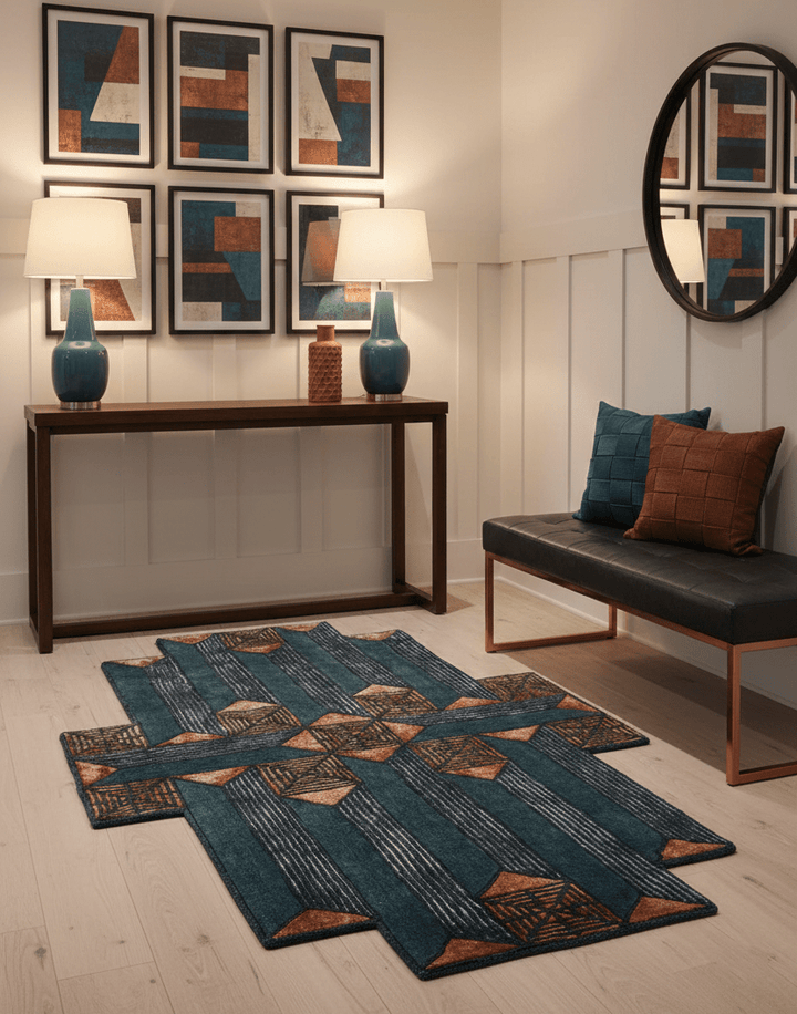 Empress Modern Geometrical Style Gray Hand Tufted 5x8 Wool Rug - The Rug Decor