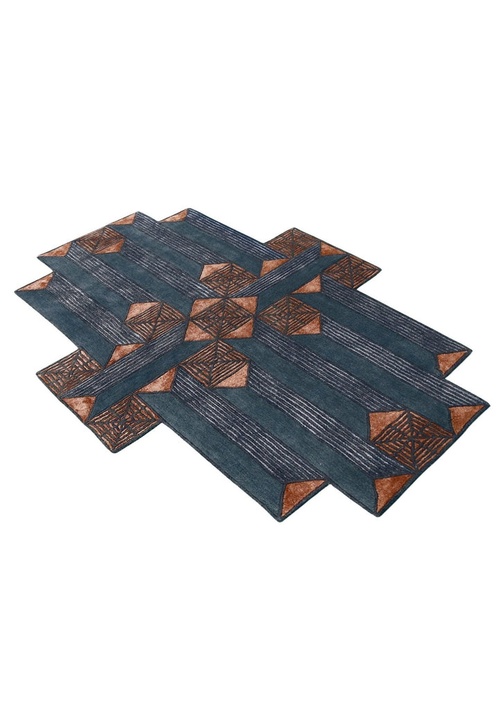 Empress Modern Geometrical Style Gray Hand Tufted 5x8 Wool Rug - The Rug Decor