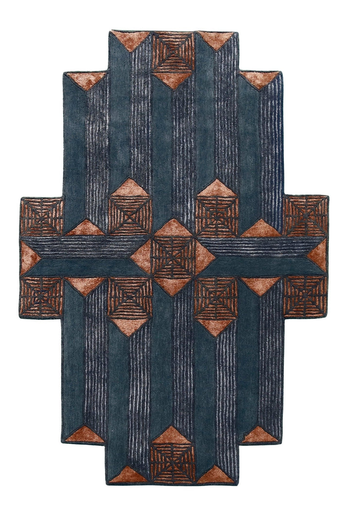 Empress Modern Geometrical Style Gray Hand Tufted 5x8 Wool Rug - The Rug Decor