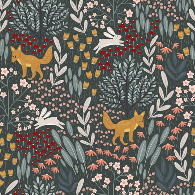 Enchanted Forest and Animal Gray and White self - adhesive Wallpaper - The Rug Decor