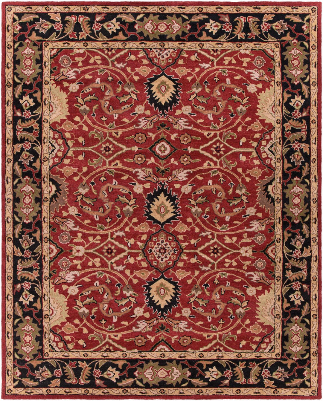Encinitas Traditional Burgundy And Beige Hand Tufted Wool Area Rug - The Rug Decor