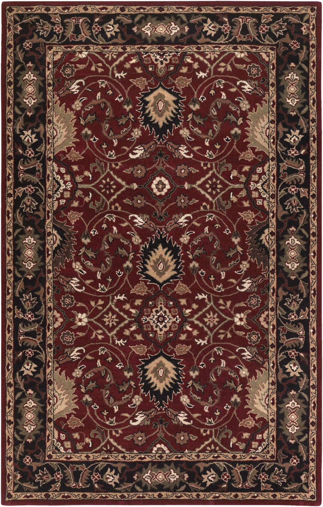 Encinitas Traditional Burgundy And Beige Hand Tufted Wool Area Rug - The Rug Decor