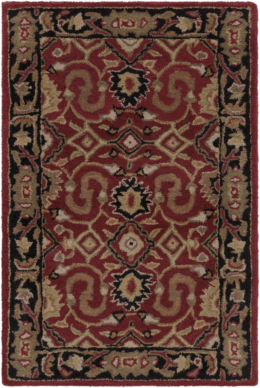 Encinitas Traditional Burgundy And Beige Hand Tufted Wool Area Rug - The Rug Decor