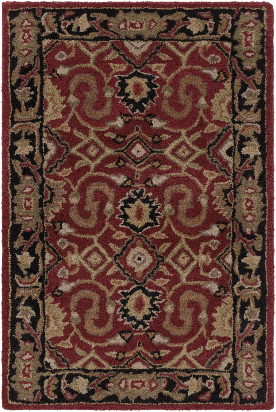 Encinitas Traditional Burgundy And Beige Hand Tufted Wool Area Rug - The Rug Decor