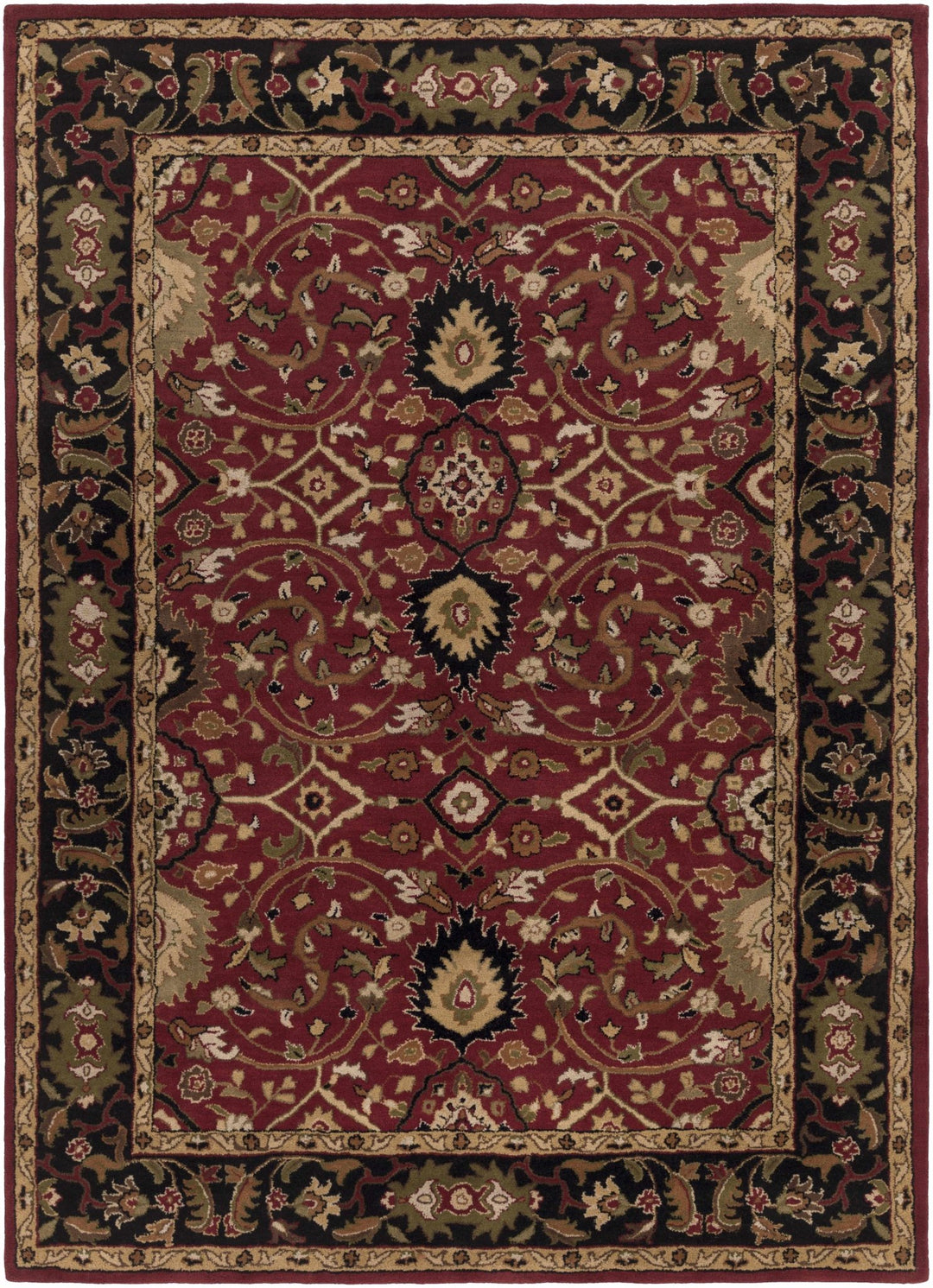 Encinitas Traditional Burgundy And Beige Hand Tufted Wool Area Rug - The Rug Decor