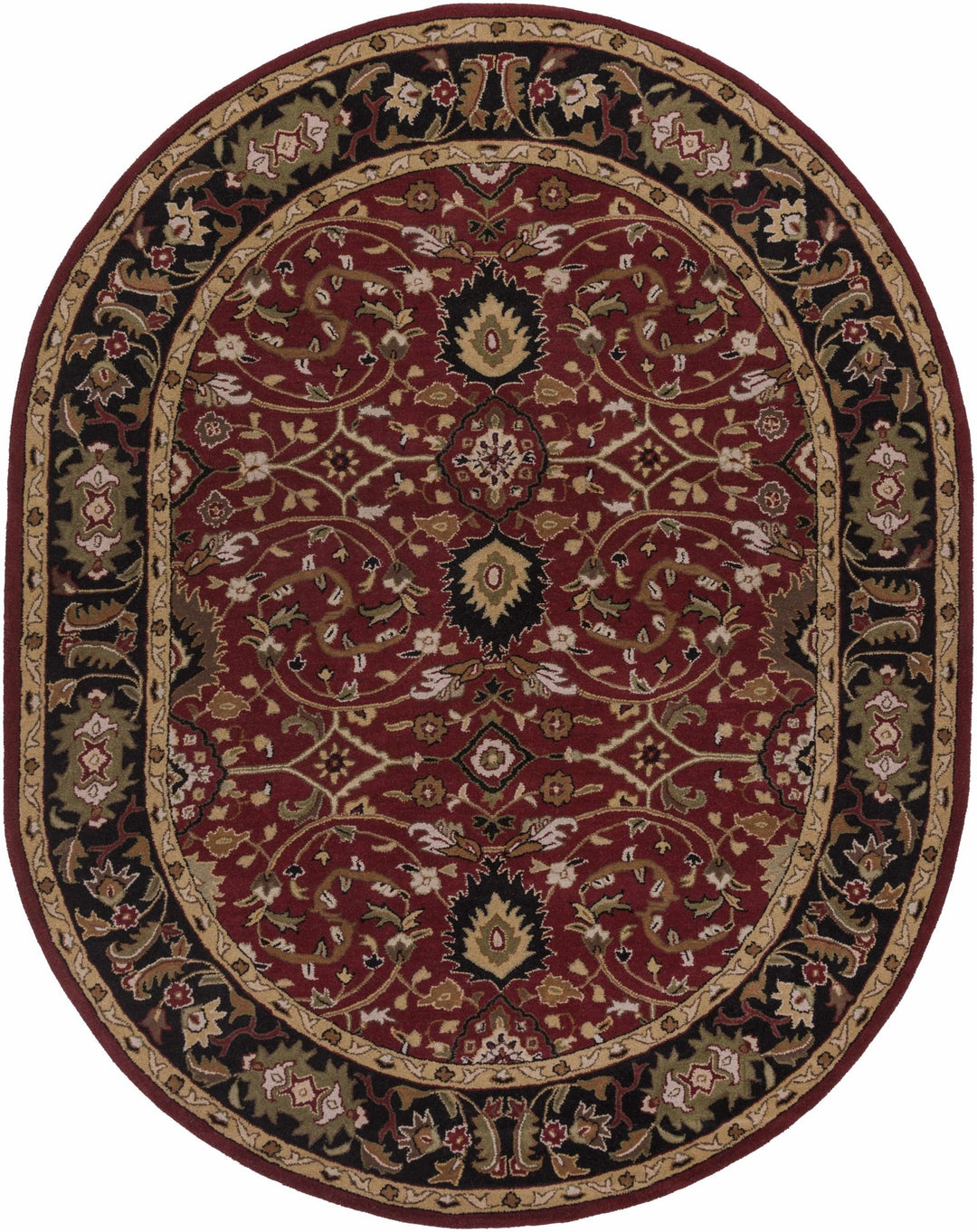 Encinitas Traditional Burgundy And Beige Hand Tufted Wool Area Rug - The Rug Decor