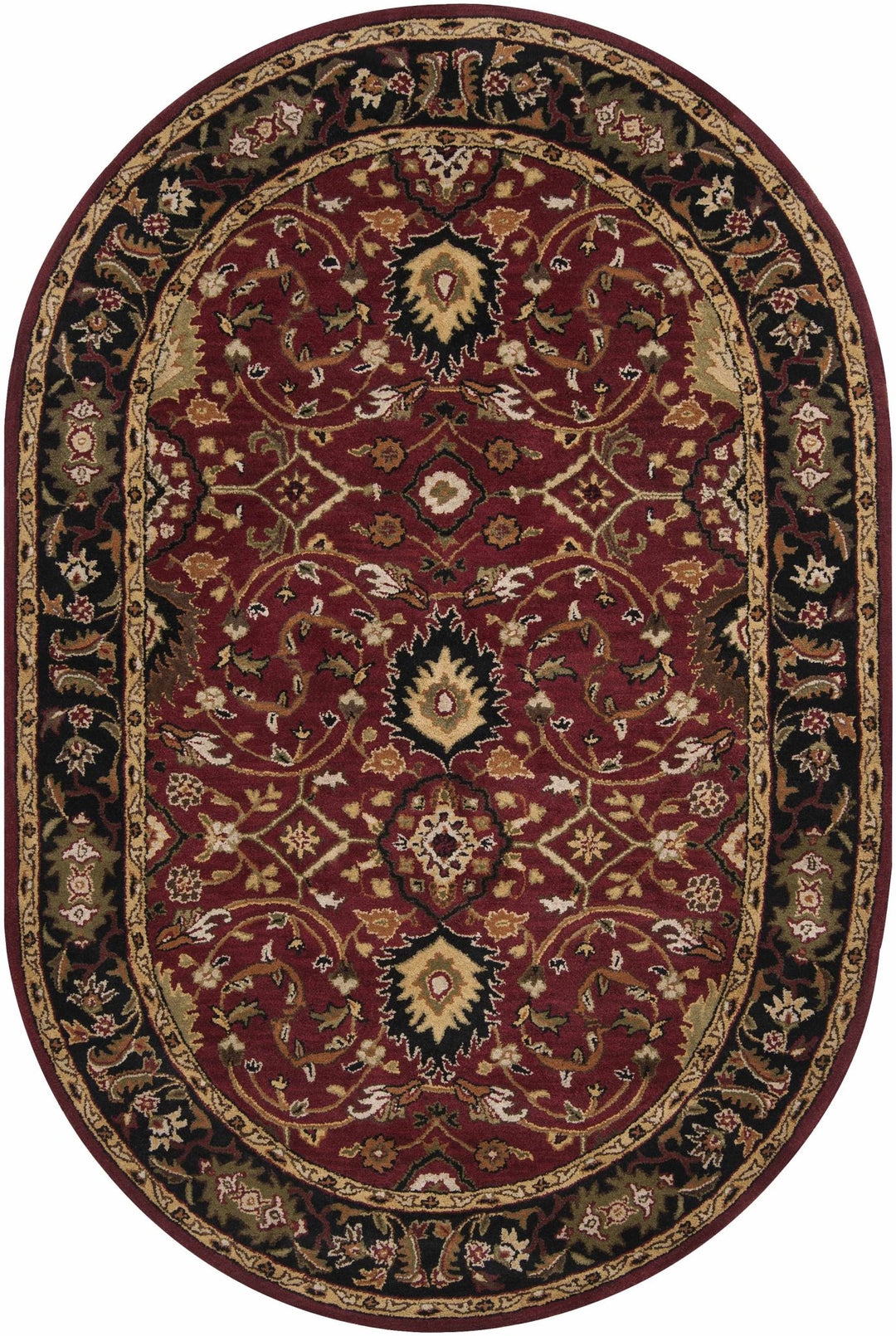 Encinitas Traditional Burgundy And Beige Hand Tufted Wool Area Rug - The Rug Decor