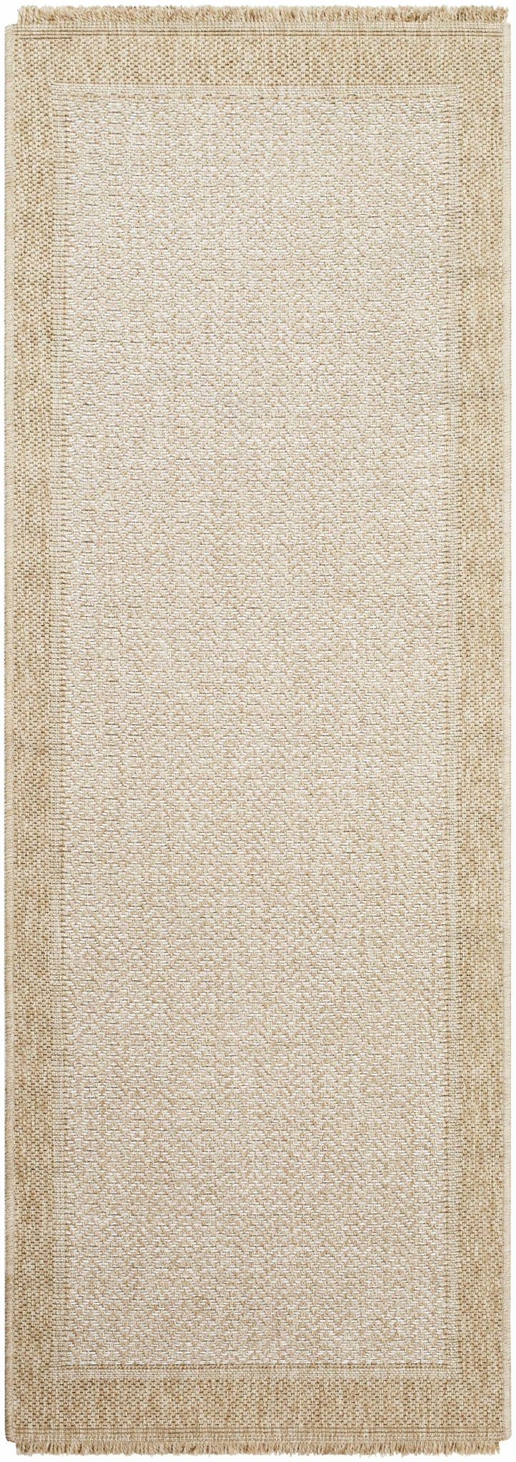 Endre Chevron Pattern Beige And Ivory Machine Woven Indoor & Outdoor Rug - The Rug Decor