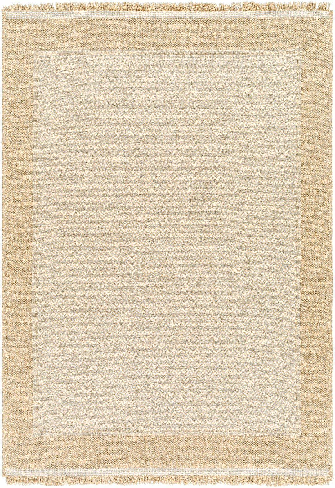Endre Chevron Pattern Beige And Ivory Machine Woven Indoor & Outdoor Rug - The Rug Decor