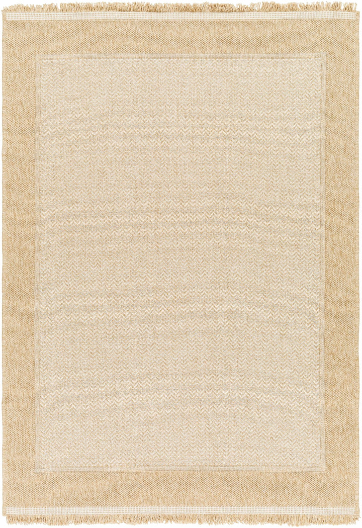 Endre Chevron Pattern Beige And Ivory Machine Woven Indoor & Outdoor Rug - The Rug Decor