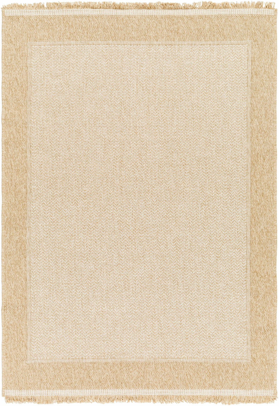 Endre Chevron Pattern Beige And Ivory Machine Woven Indoor & Outdoor Rug - The Rug Decor