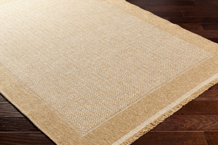 Endre Chevron Pattern Beige And Ivory Machine Woven Indoor & Outdoor Rug - The Rug Decor