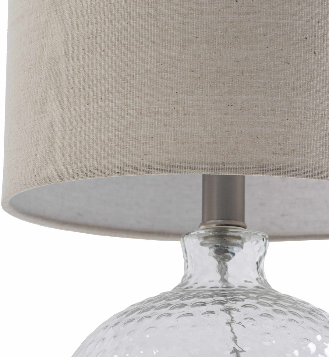 Enetai Glass Table Lamp – Traditional Accent Lighting with Linen Shade