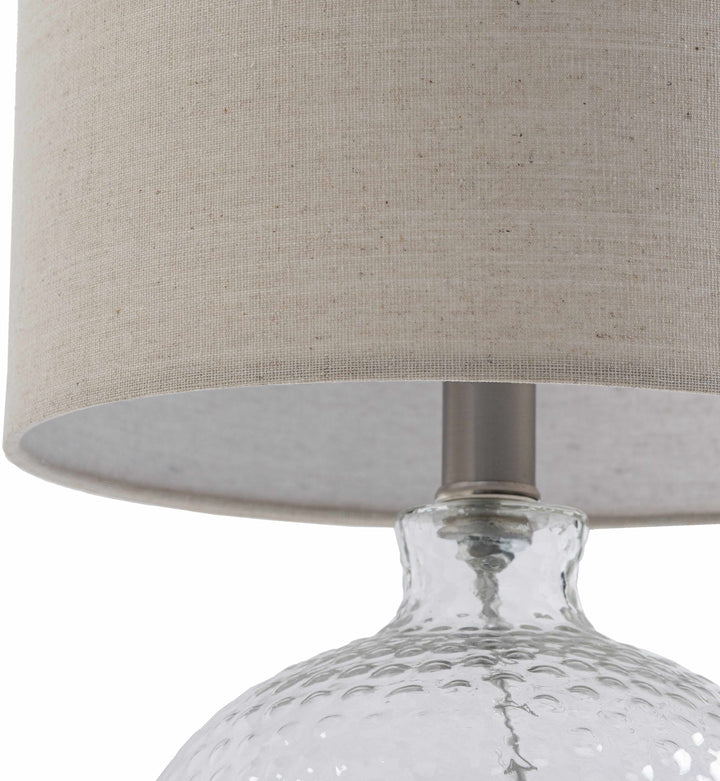 Enetai Glass Table Lamp – Traditional Accent Lighting with Linen Shade