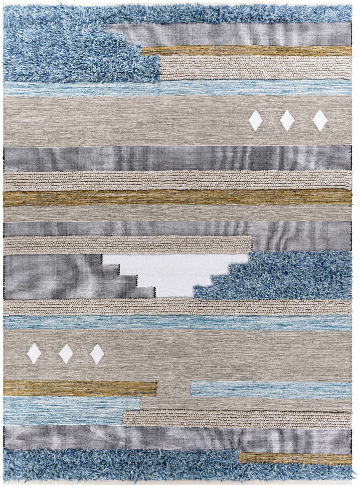 Ephraim Modern Style Beige And Blue Hand Woven Area Rug - The Rug Decor