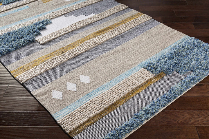 Ephraim Modern Style Beige And Blue Hand Woven Area Rug - The Rug Decor