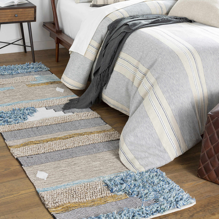 Ephraim Modern Style Beige And Blue Hand Woven Area Rug