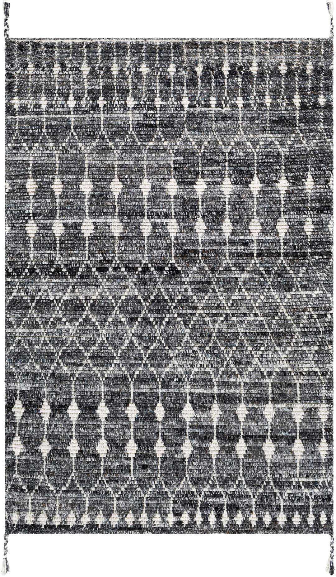 Erina Black Modern Geometrical Design Hand Knotted Area Rug