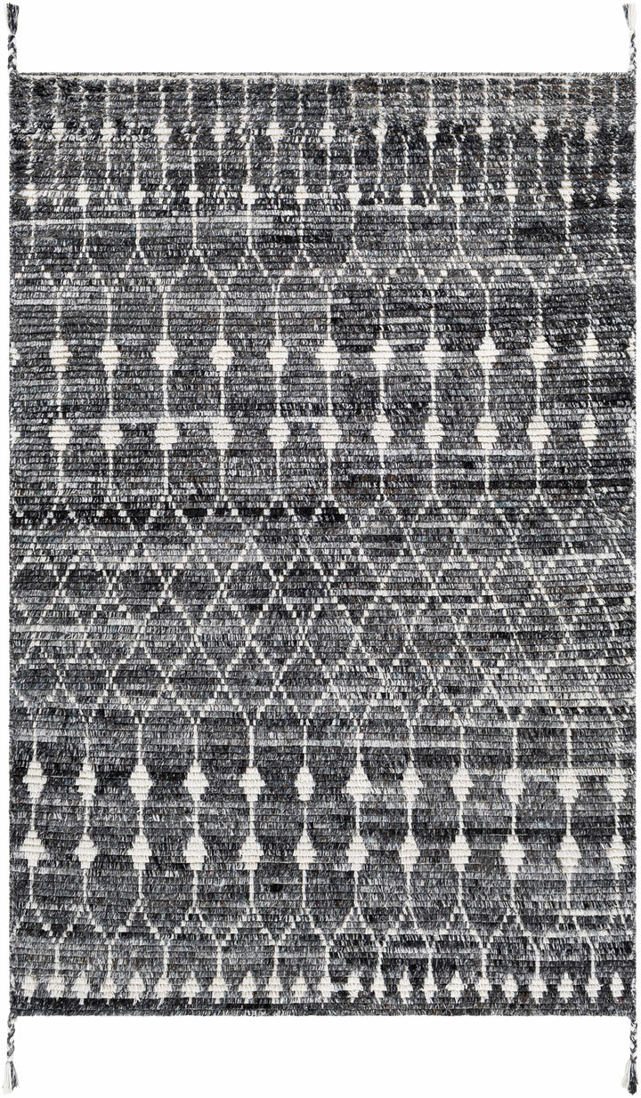 Erina Black Modern Geometrical Design Hand Knotted Area Rug
