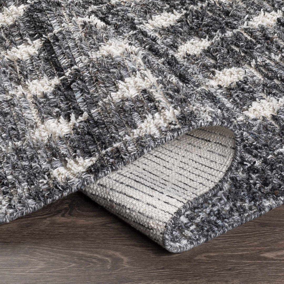 Erina Black Modern Geometrical Design Hand Knotted Area Rug