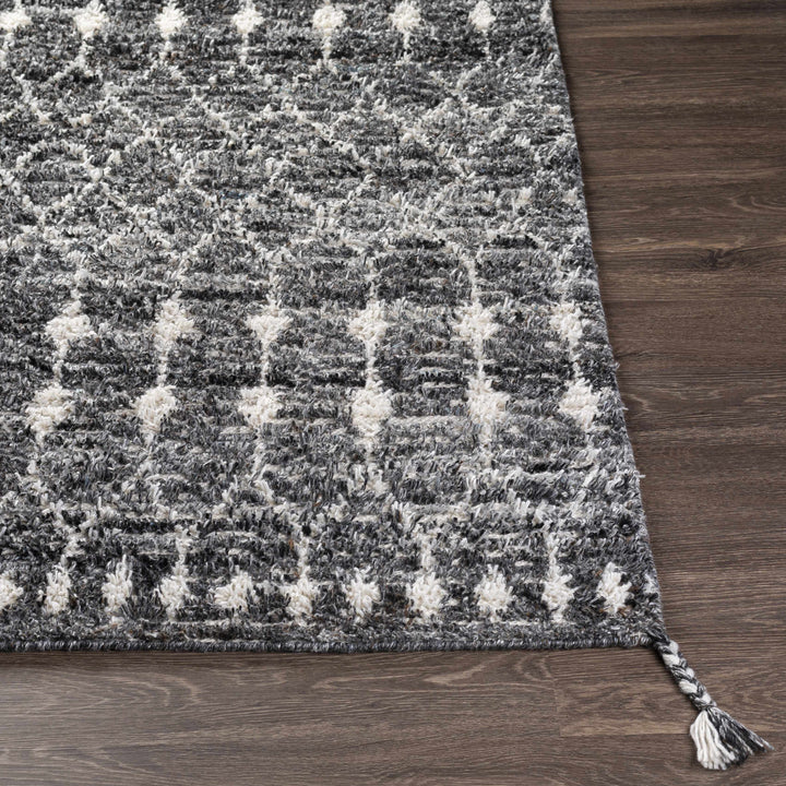 Erina Black Modern Geometrical Design Hand Knotted Area Rug