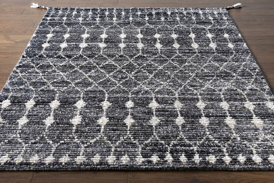 Erina Black Modern Geometrical Design Hand Knotted Area Rug