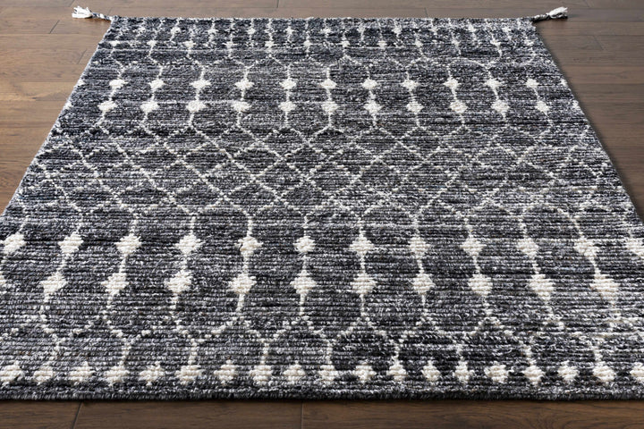 Erina Black Modern Geometrical Design Hand Knotted Area Rug